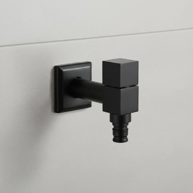 Matte Black Wall-Mounted Outdoor Tap - Valvara
