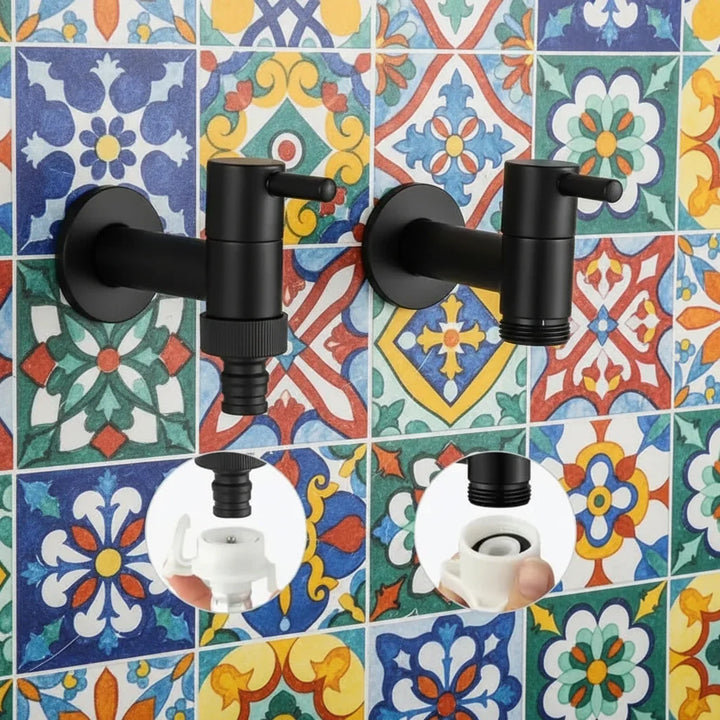 Matte Black Wall-Mounted Outdoor Tap - Valvara