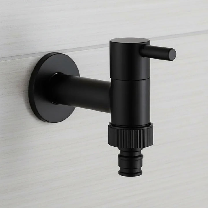 Matte Black Wall-Mounted Outdoor Tap - Valvara