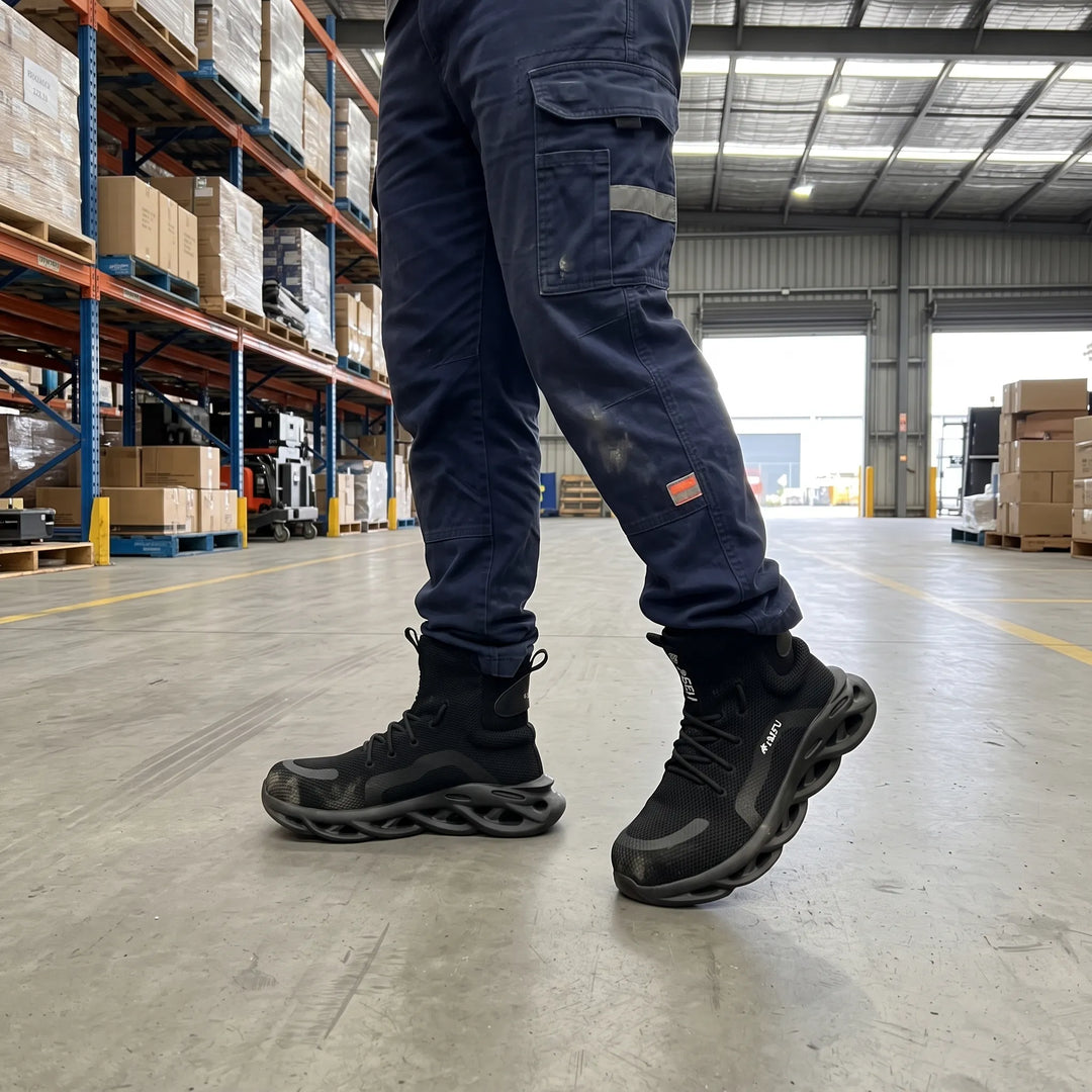 Men's Cushioned Safety Work Boots for Long Shifts