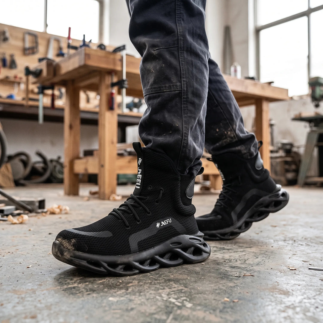 Men's Cushioned Safety Work Boots for Long Shifts