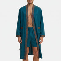 Men's Patterned Trim Robe Set - Chad