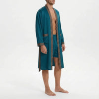Men's Patterned Trim Robe Set - Chad