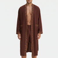 Men's Patterned Trim Robe Set - Chad