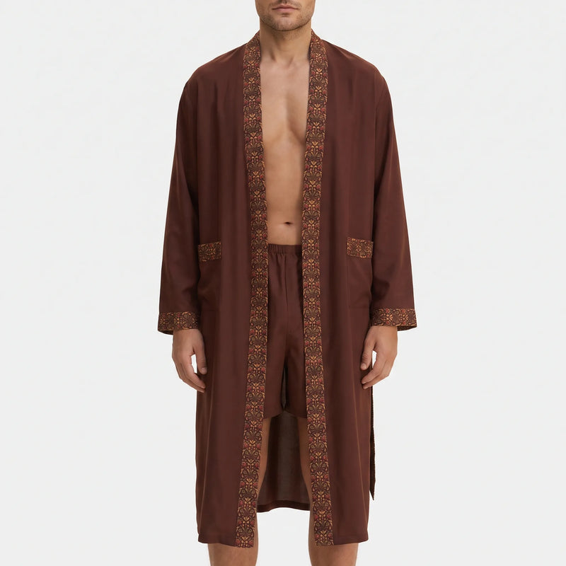 Men's Patterned Trim Robe Set - Chad