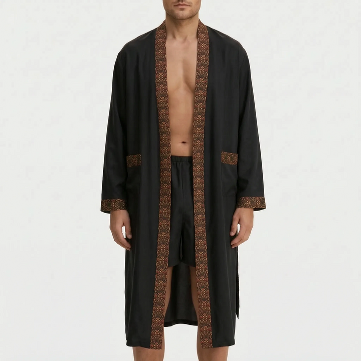 Men's Patterned Trim Robe Set - Chad
