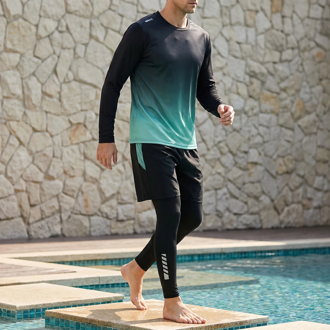 Men's Three-Piece Swimwear Set - AquaTrek