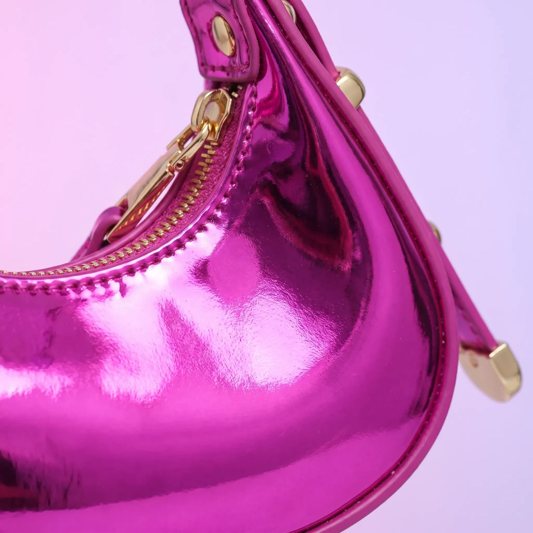 Metallic Half Moon Female Handbag - Lunari