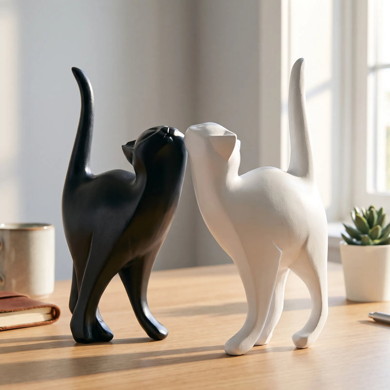 Minimalist Geometric Cat Figurine - Purrform