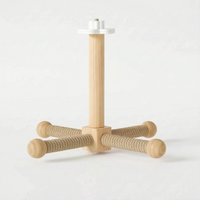 Perch in natural rope, seen from a slightly higher angle, showing the white top fitting, wooden post and four arms. 5