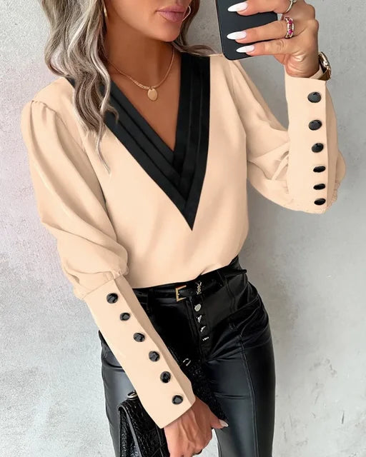 Ladies' Blouse with V-Neck – Isolde