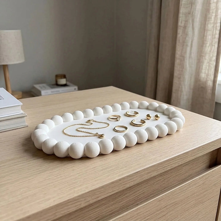 Modern Minimalist Beaded Edge Storage Tray - Ovallia