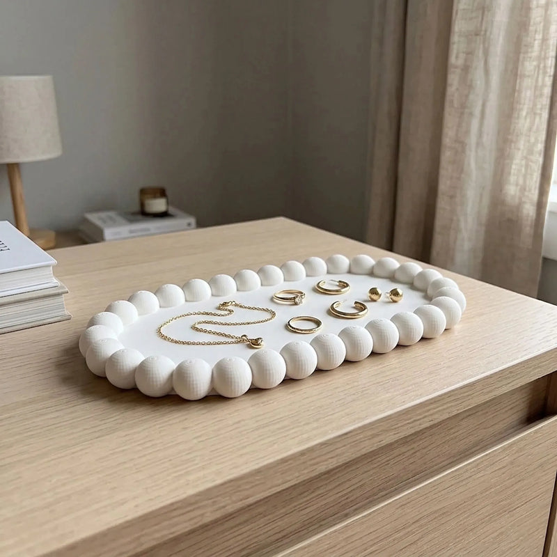 Modern Minimalist Beaded Edge Storage Tray - Ovallia
