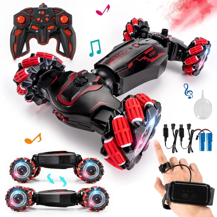 Remote-controlled stunt car with hand-motion sensor – 360° action and gesture control