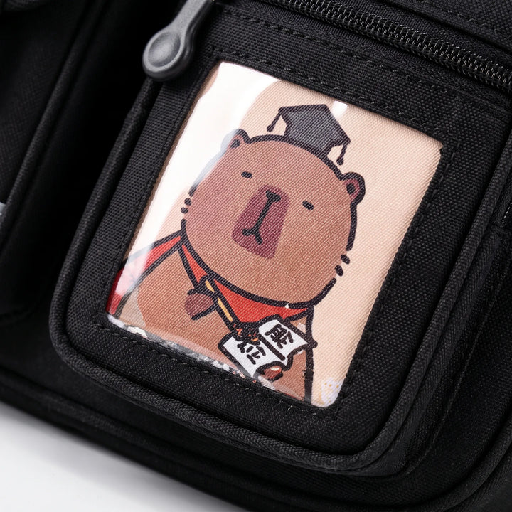 Multi-Pocket Capybara Themed School Rucksack - Viyora