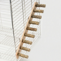 Longest eight-rung version of the wooden ladder, with branch rungs running the full height of a wire cage. 8
