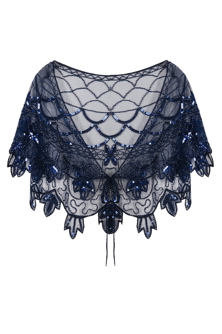 Navy Blue Sequin Bolero - Celia