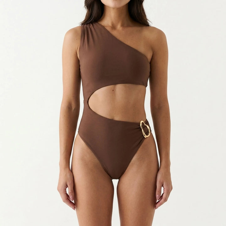 One-Shoulder Cut-Out Swimsuit - Asymora