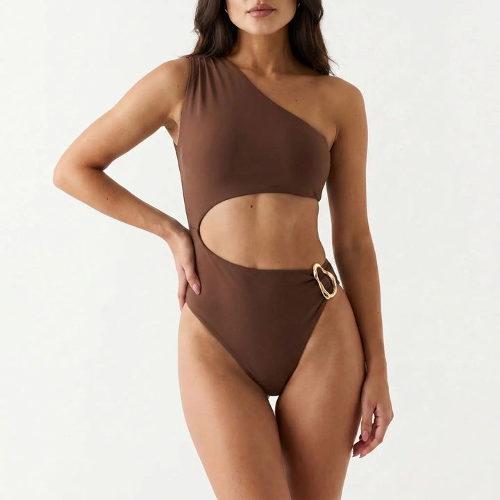One-Shoulder Cut-Out Swimsuit - Asymora