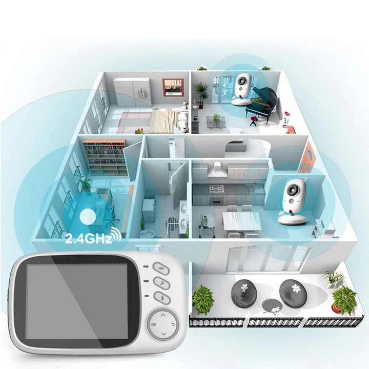 Baby monitoring with night vision and two-way audio – including temperature display.