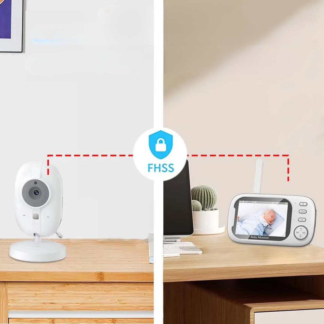 Baby monitoring with night vision and two-way audio – including temperature display.
