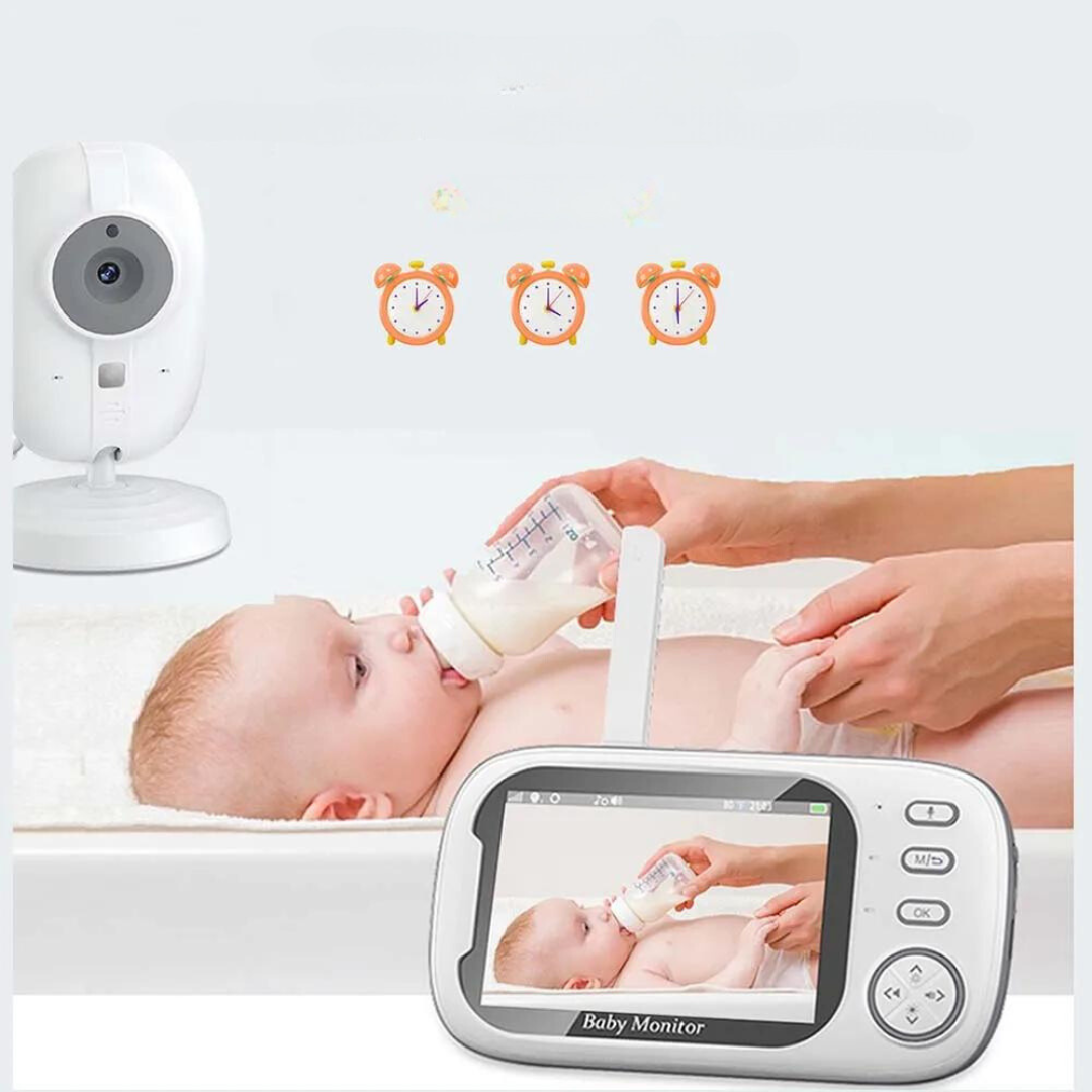 Baby monitoring with night vision and two-way audio – including temperature display.