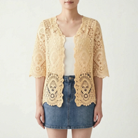 Open Front Crochet Style Cardigan -  Margie