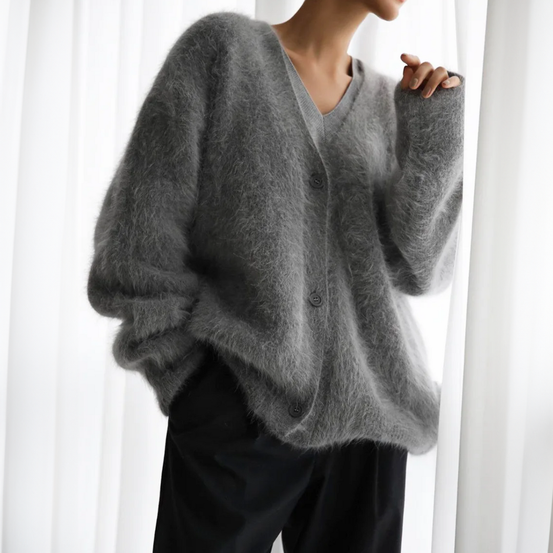 Oversized Fluffy Knit Cardigan - Joann