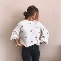 Oversized Heart Embroidered Knitted Jumper - Sophia