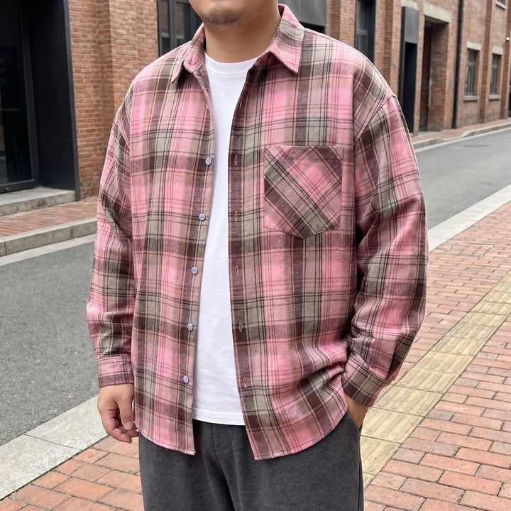 Oversized Plaid Long Sleeve Shirt - Raymond