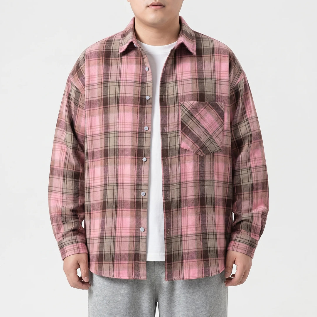 Oversized Plaid Long Sleeve Shirt - Raymond