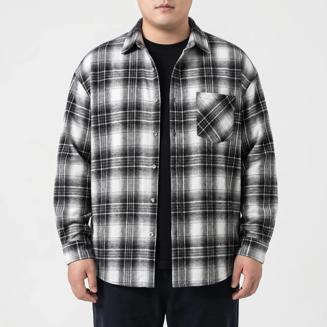 Oversized Plaid Long Sleeve Shirt - Raymond