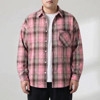 Oversized Plaid Long Sleeve Shirt - Raymond