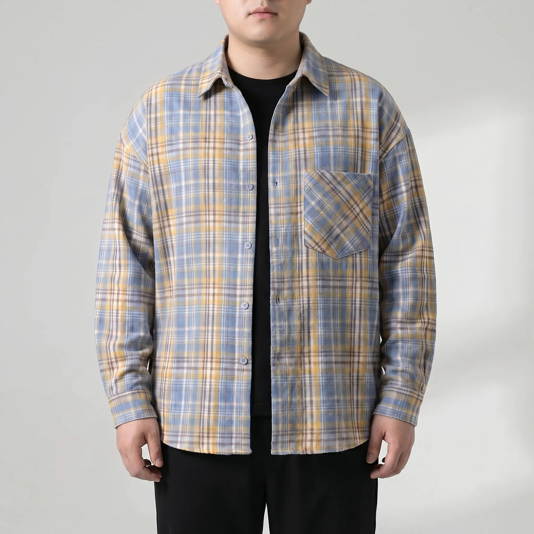 Oversized Plaid Long Sleeve Shirt - Raymond