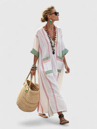 Oversized Striped Kaftan Dress - Christie