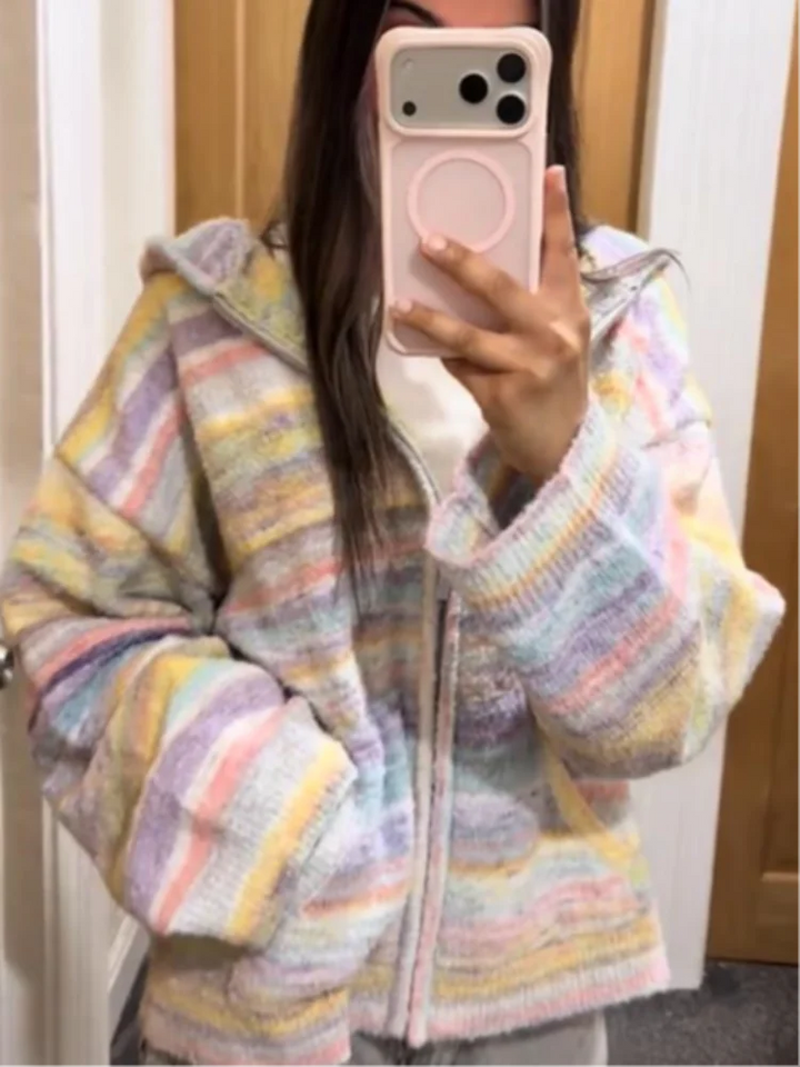 Pastel Striped Zip-Up Jacket - Patricia