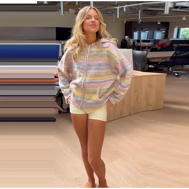 Pastel Striped Zip-Up Jacket - Patricia