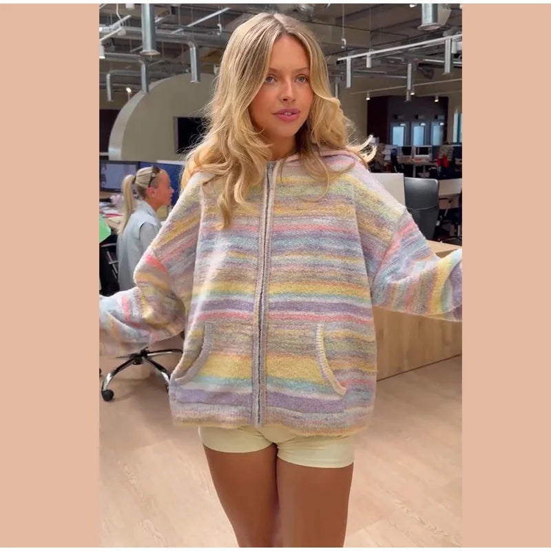 Pastel Striped Zip-Up Jacket - Patricia