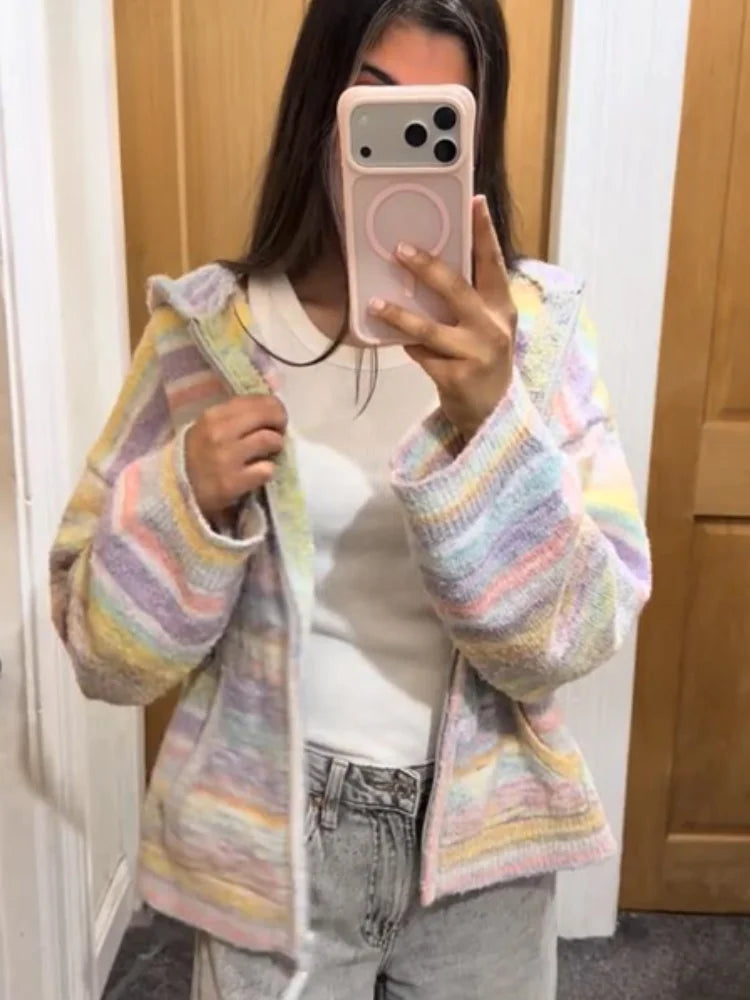 Pastel Striped Zip-Up Jacket - Patricia