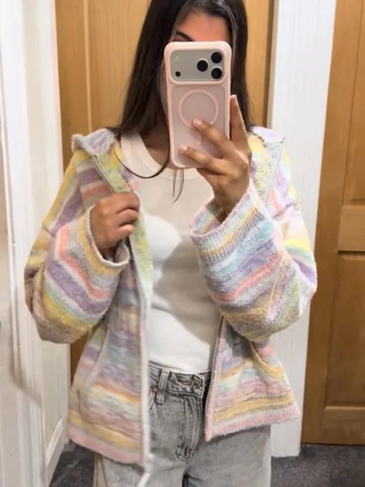 Pastel Striped Zip-Up Jacket - Patricia
