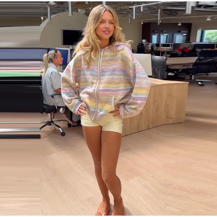 Pastel Striped Zip-Up Jacket - Patricia
