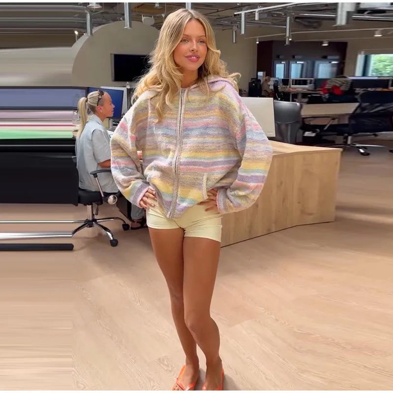 Pastel Striped Zip-Up Jacket - Patricia