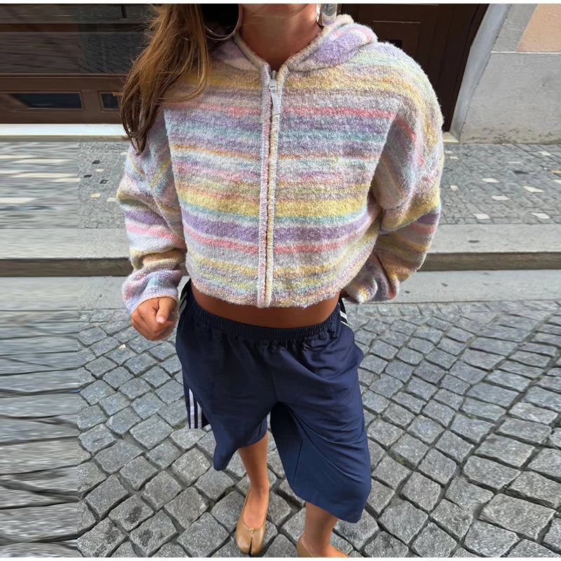 Pastel Striped Zip-Up Jacket - Patricia