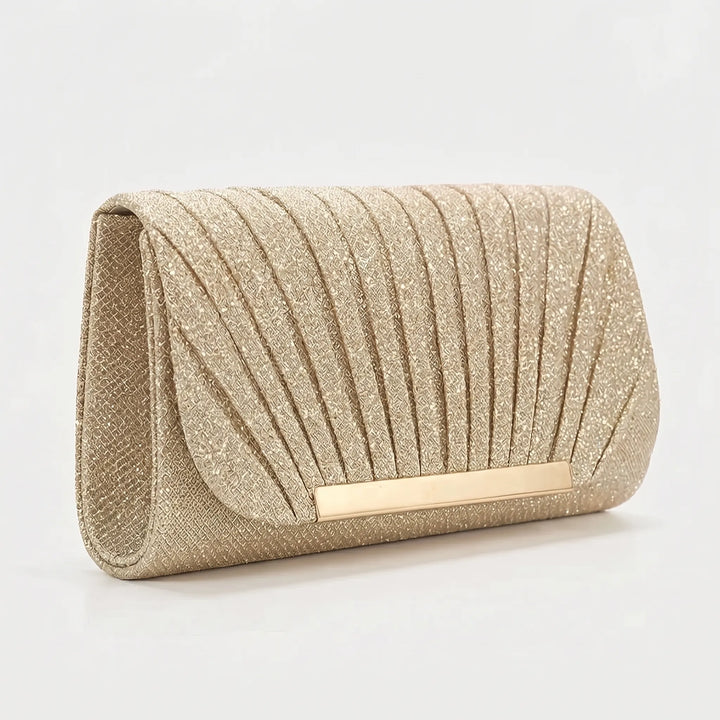 Pleated Textured Evening Clutch Bag - Glamova
