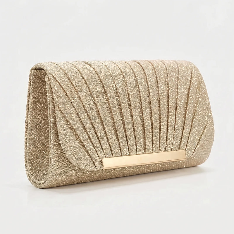 Pleated Textured Evening Clutch Bag - Glamova