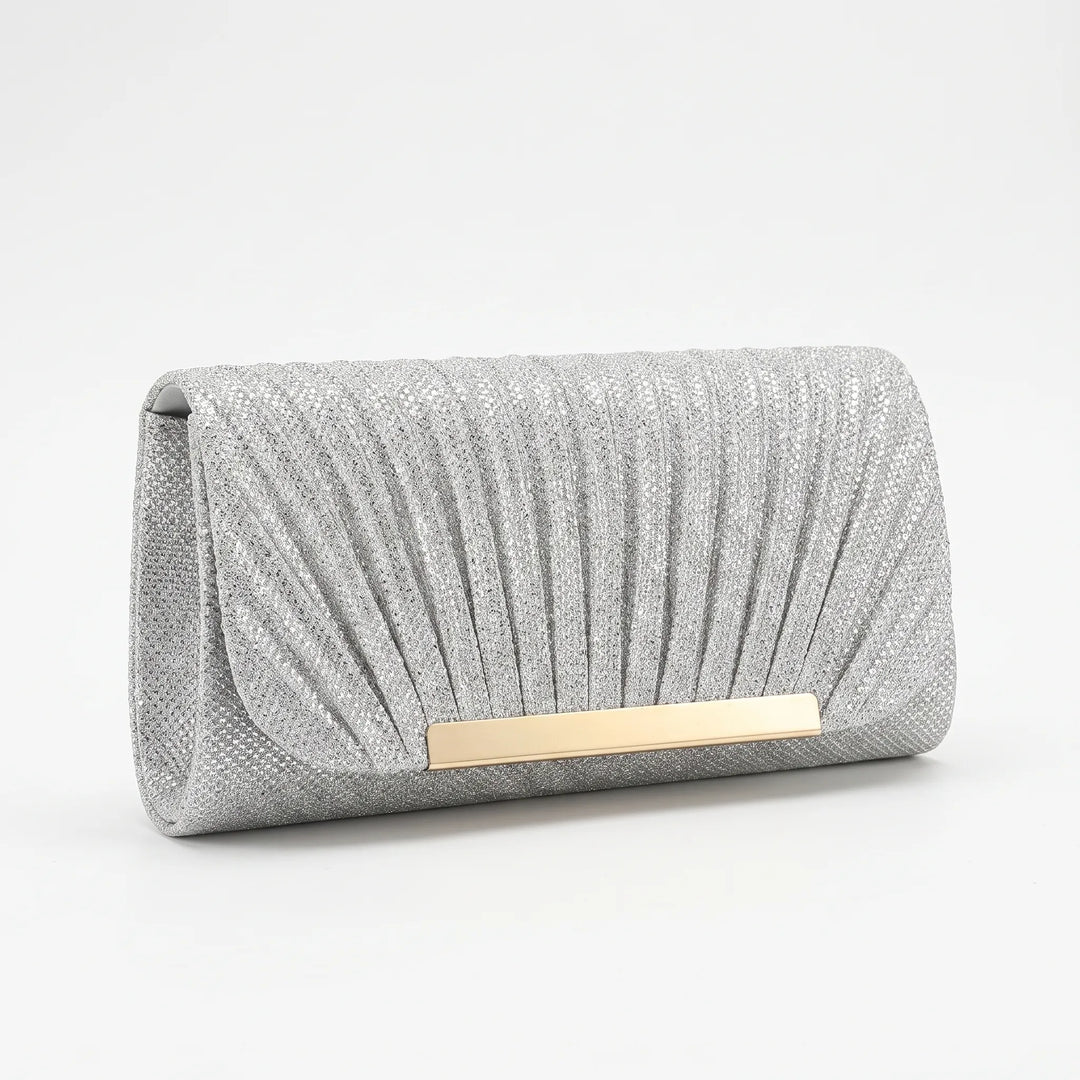 Pleated Textured Evening Clutch Bag - Glamova