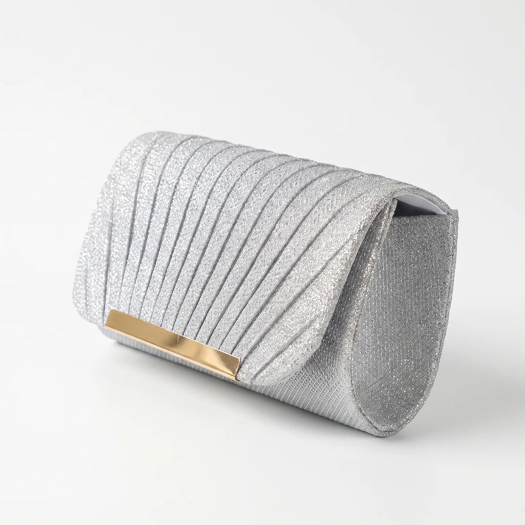 Pleated Textured Evening Clutch Bag - Glamova