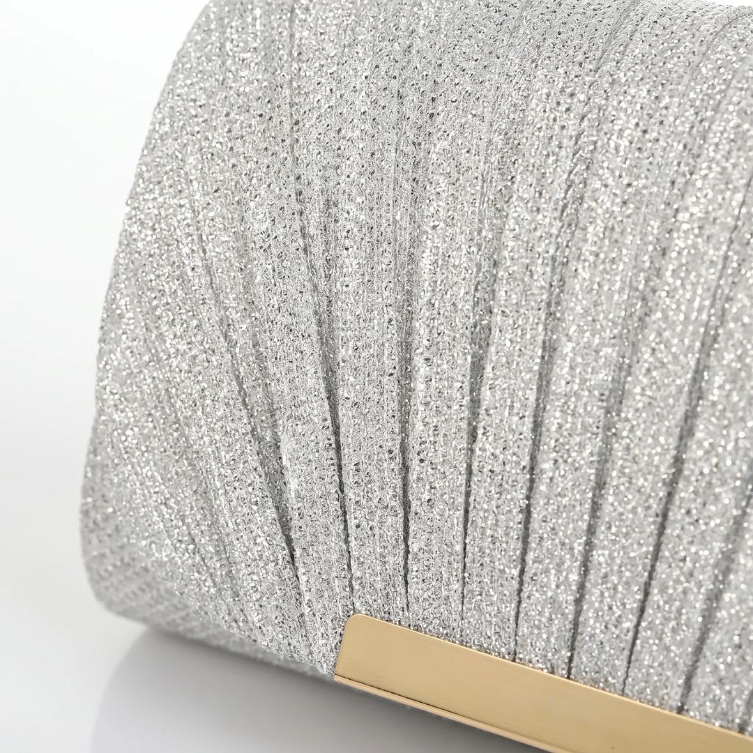 Pleated Textured Evening Clutch Bag - Glamova