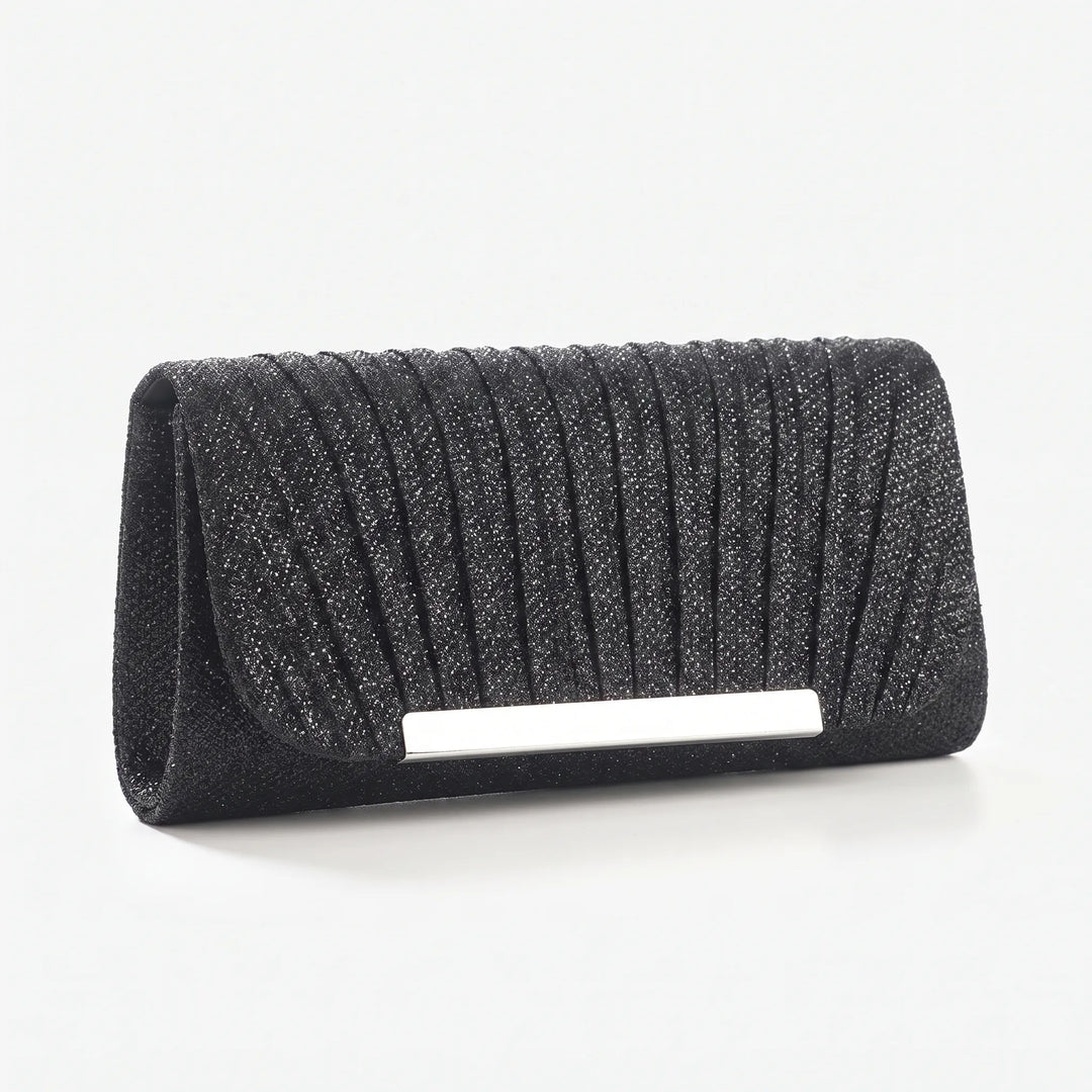 Pleated Textured Evening Clutch Bag - Glamova