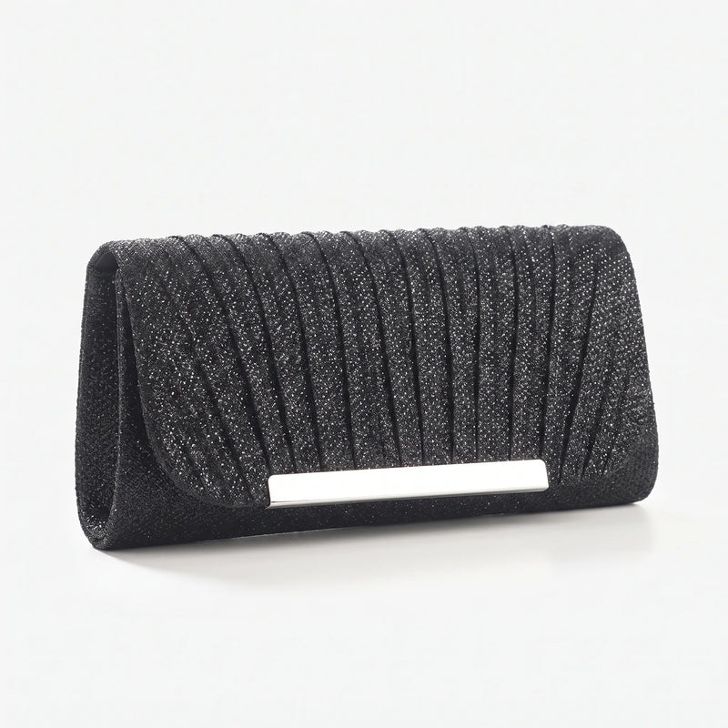 Pleated Textured Evening Clutch Bag - Glamova